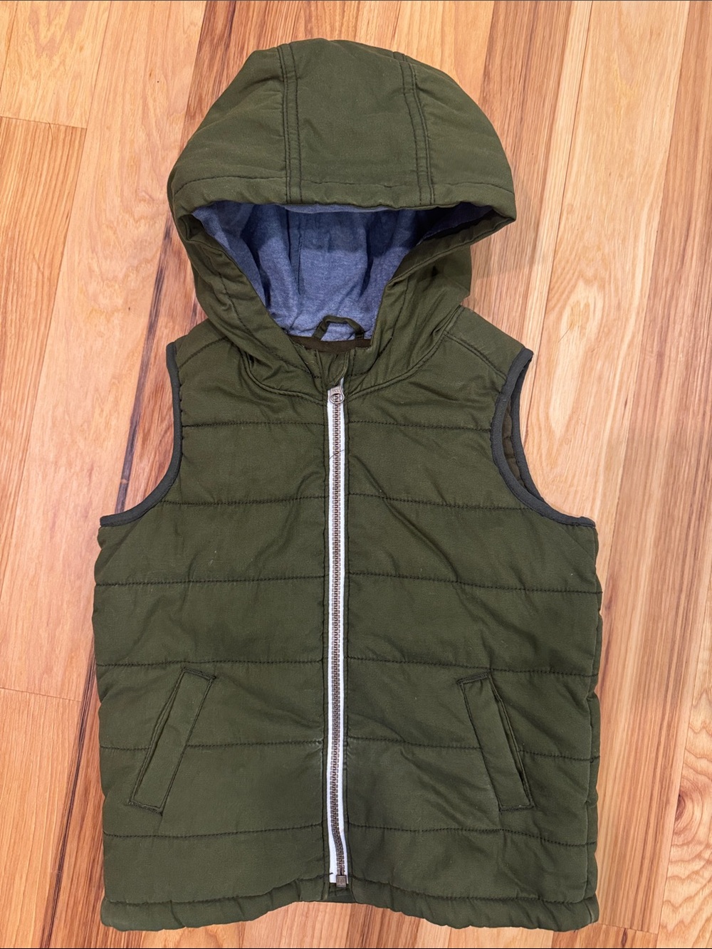 Old Navy Olive Green Quilted Hooded Vest